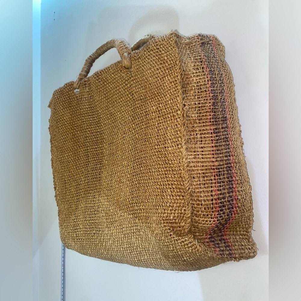 Vintage Straw Handcrafted Tan Woven Tote Bag
